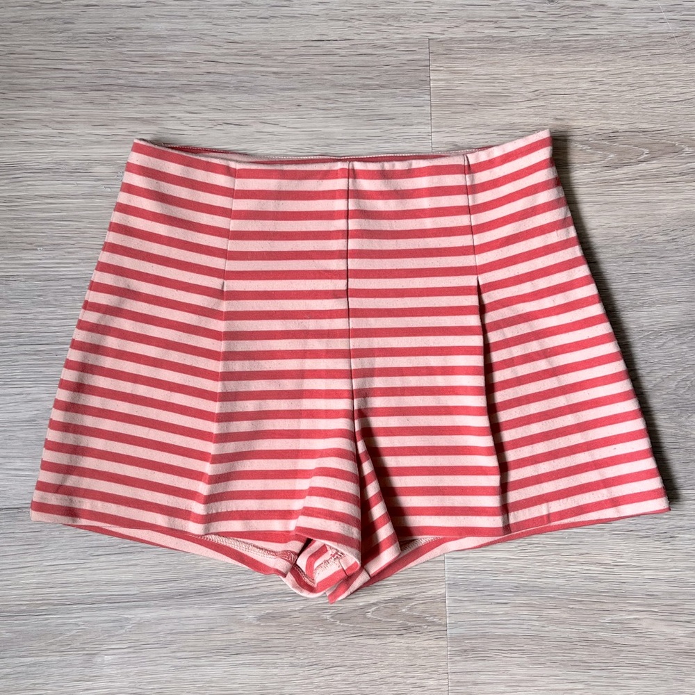 FREE PEOPLE Coral Striped Shorts